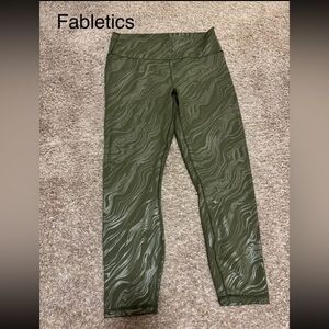 Fabletics Green Swirl Leggings and Black Leggings
